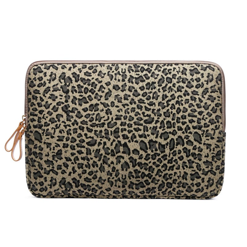 XSKN Yellow Leopard Spot Canvas Fabric Zipper Laptop Sleeve Case Cover for All 13 14 15 inch Computers, Laptop Bag for Air/Pro/Retina Laptops/Notebook (15 inch, for 15.6 inch Laptop) - Image 2